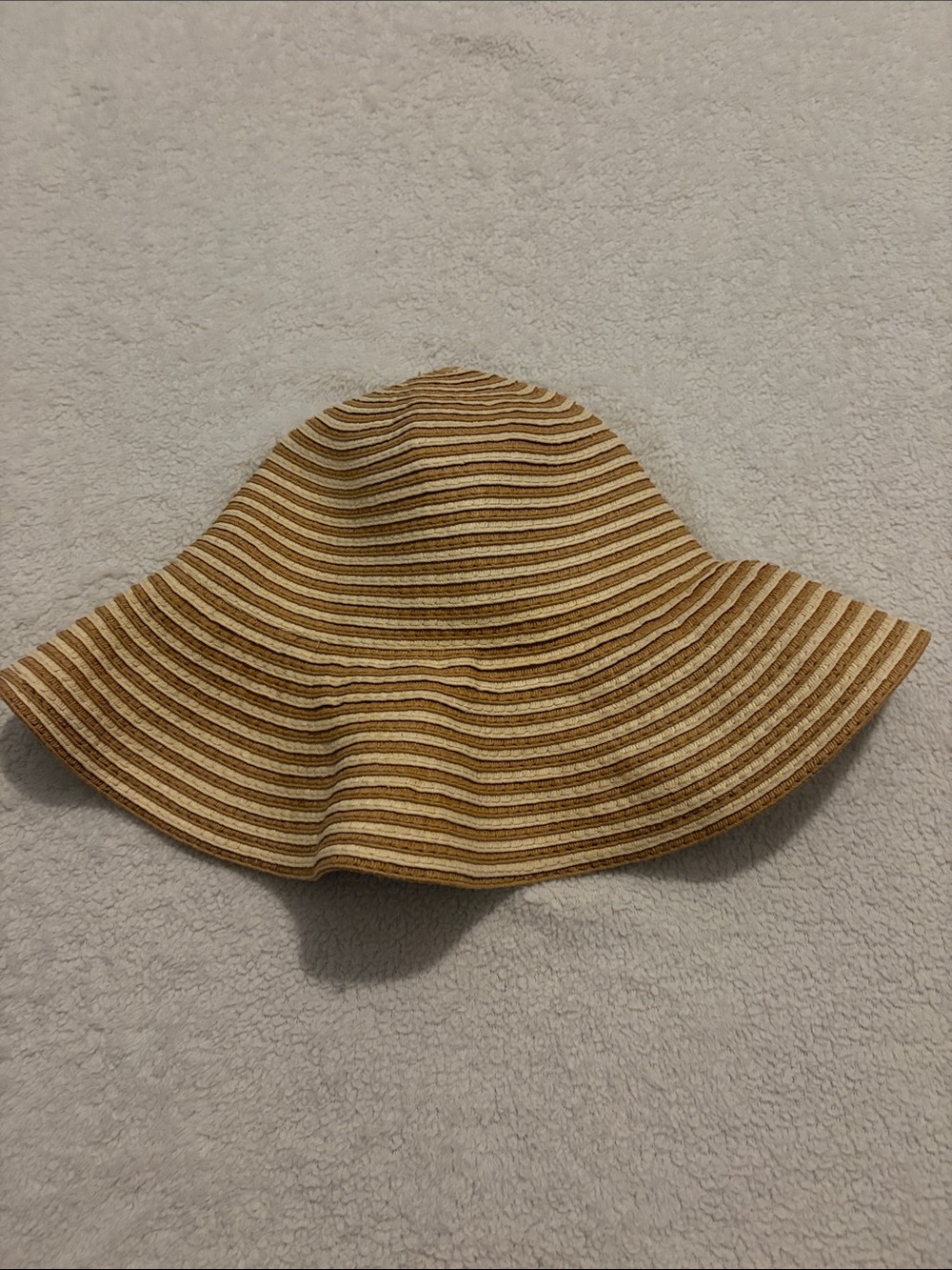 Striped Sun Bucket Hat in Tan and Cream